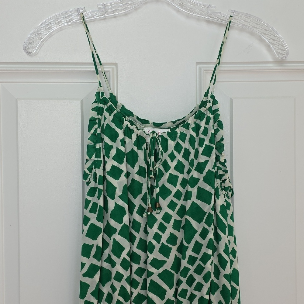 Parker Green & White Lined Silk Dress.  Size Extra Small - Picture 2 of 12